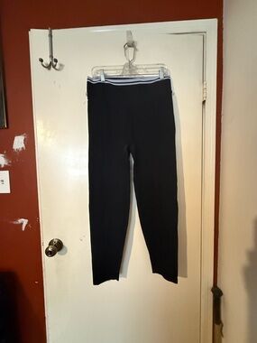 PINK Victoria's Secret Black Leggings with White Striped Waistband